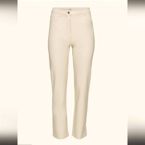 NWOT WILFRED Vegan Leather MELINA Slim Pants High Waisted Beige